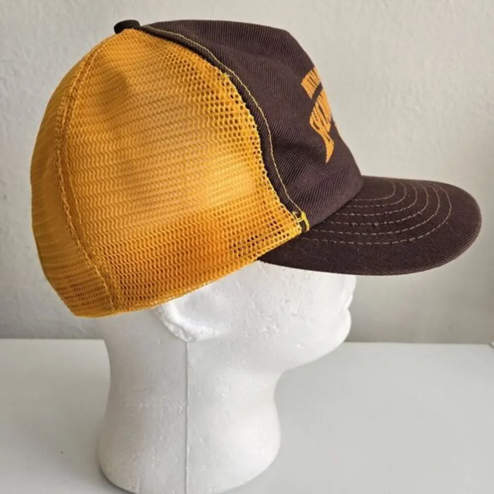 Vintage Case North American Excavator Rodeo Trucker Hat Snapback Cap‎ Brown Gold